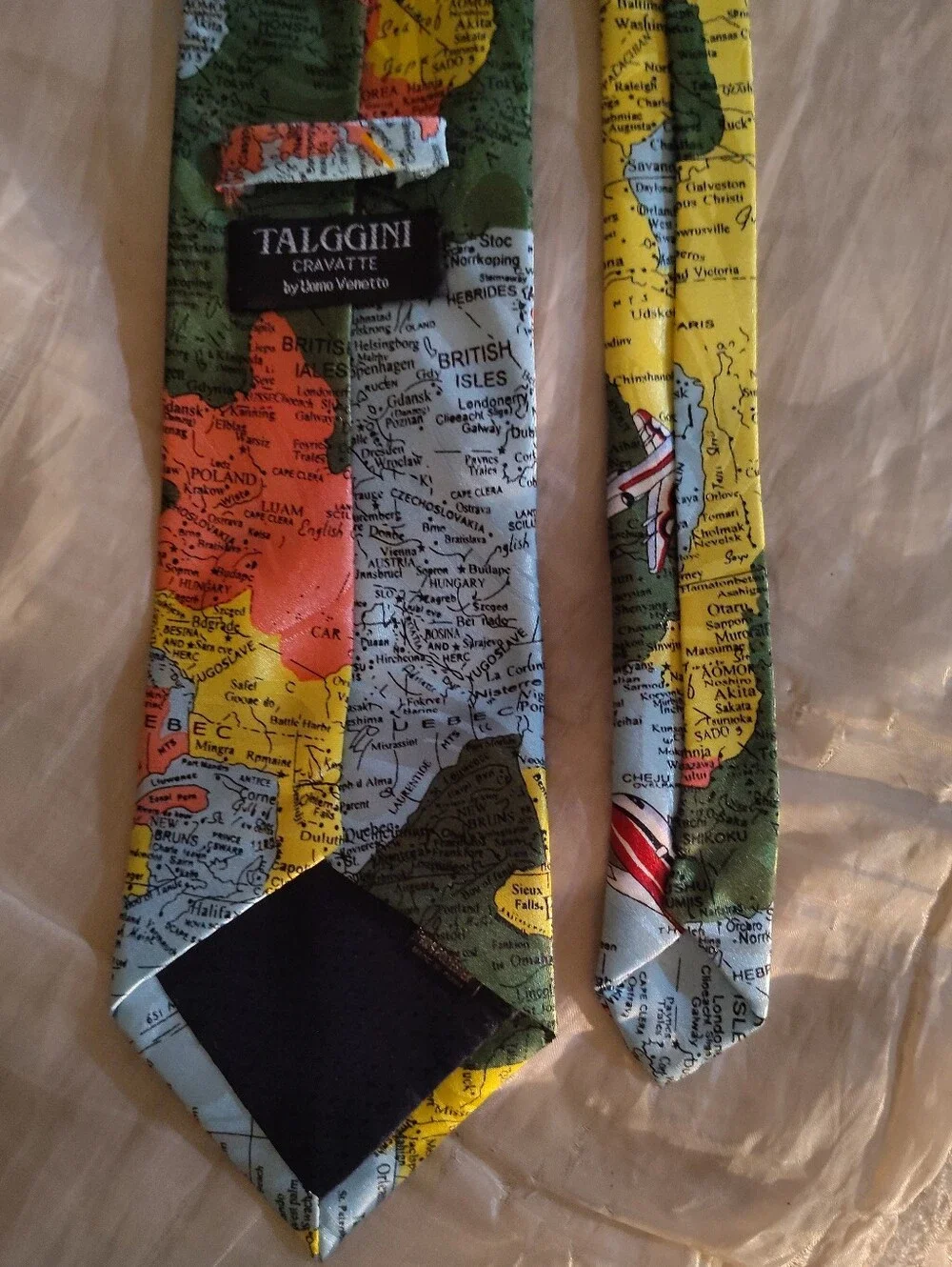 Talggini Cravatte Uomo Venetto Vintage Tie World Map Airplane Novelty Necktie